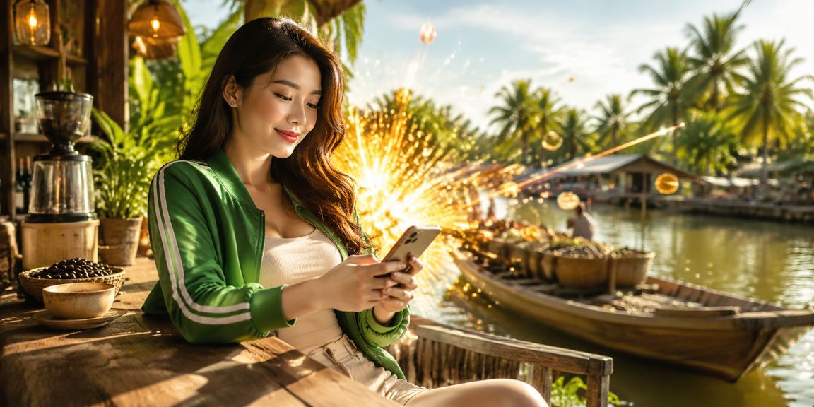 Quán cà phê miền Mekong minh họa trải nghiệm High Roller trên điện thoại